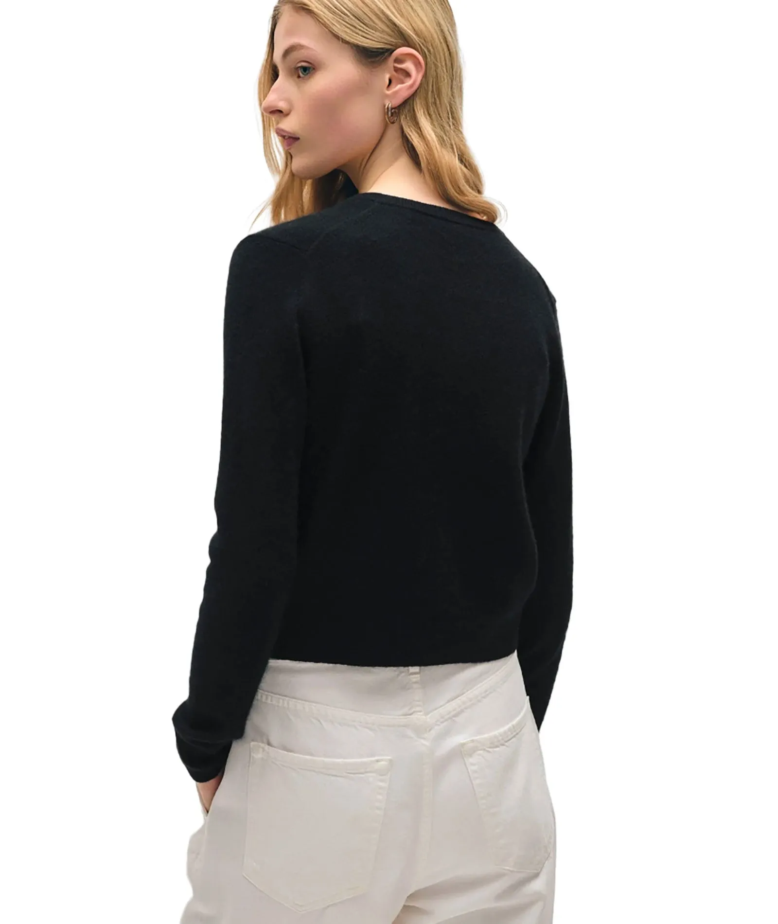 White Warren Women Cashmere Essential Crewneck Cardigan