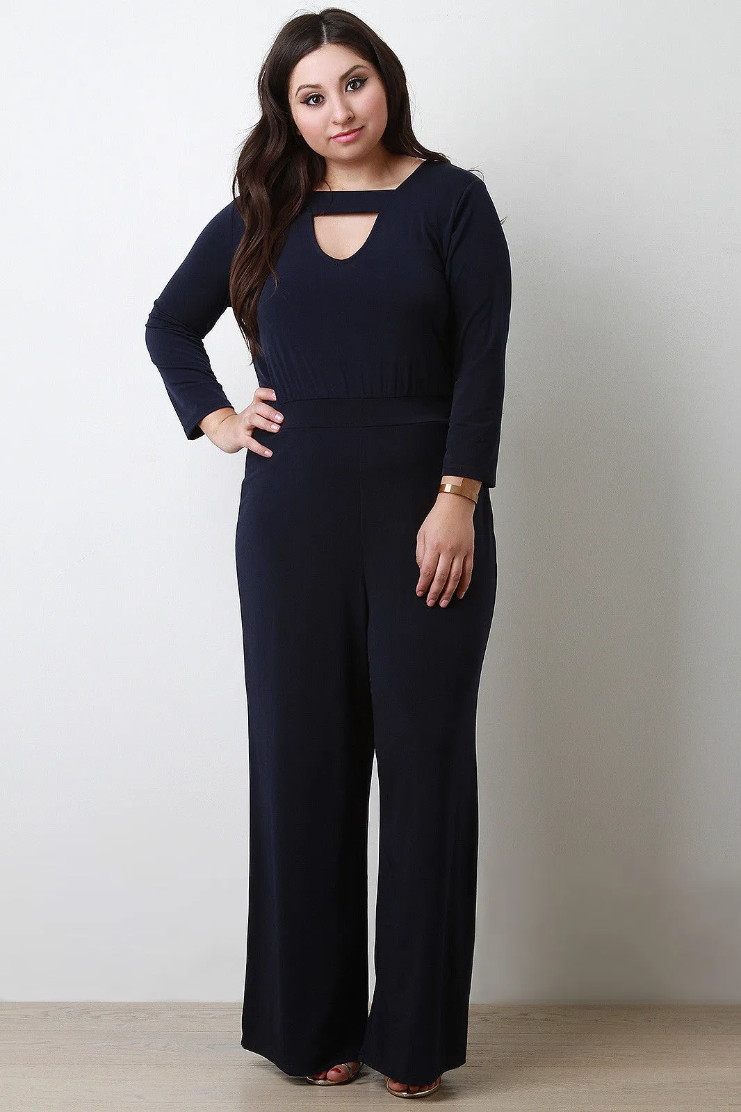 Wide Leg Key Hole Jumpsuit