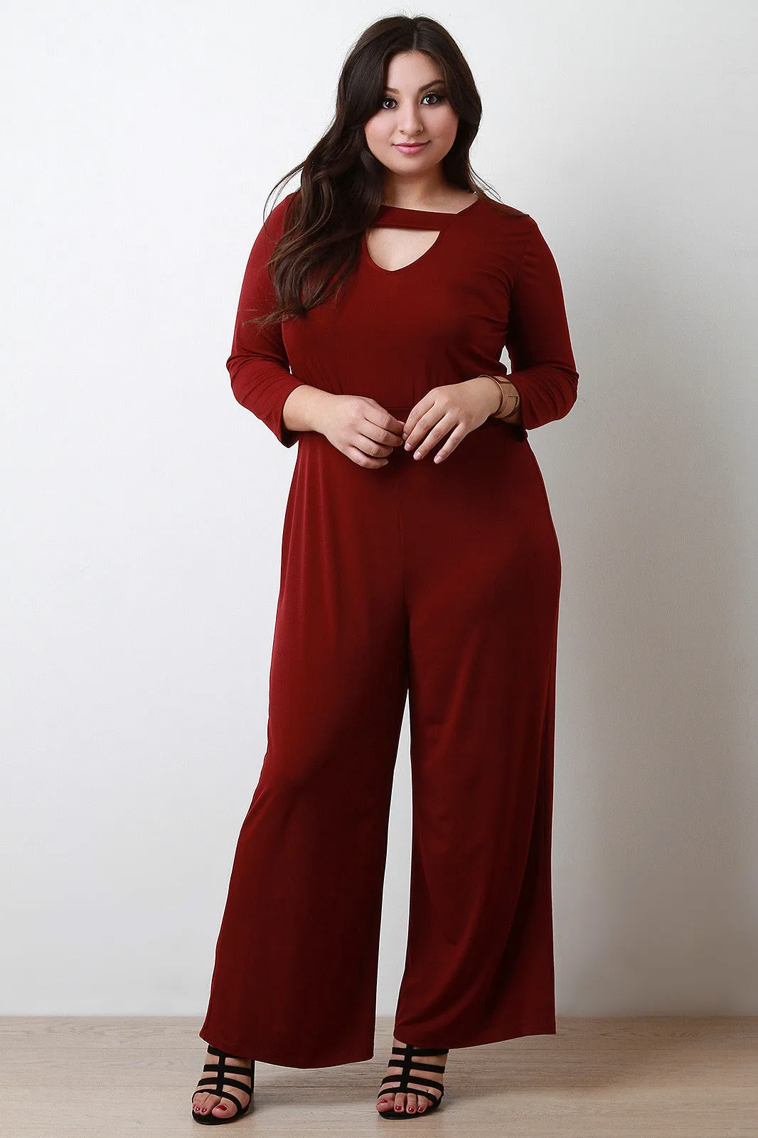 Wide Leg Key Hole Jumpsuit