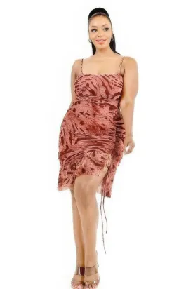 Wild animal print cami strap ruffle hem dress for plus size women