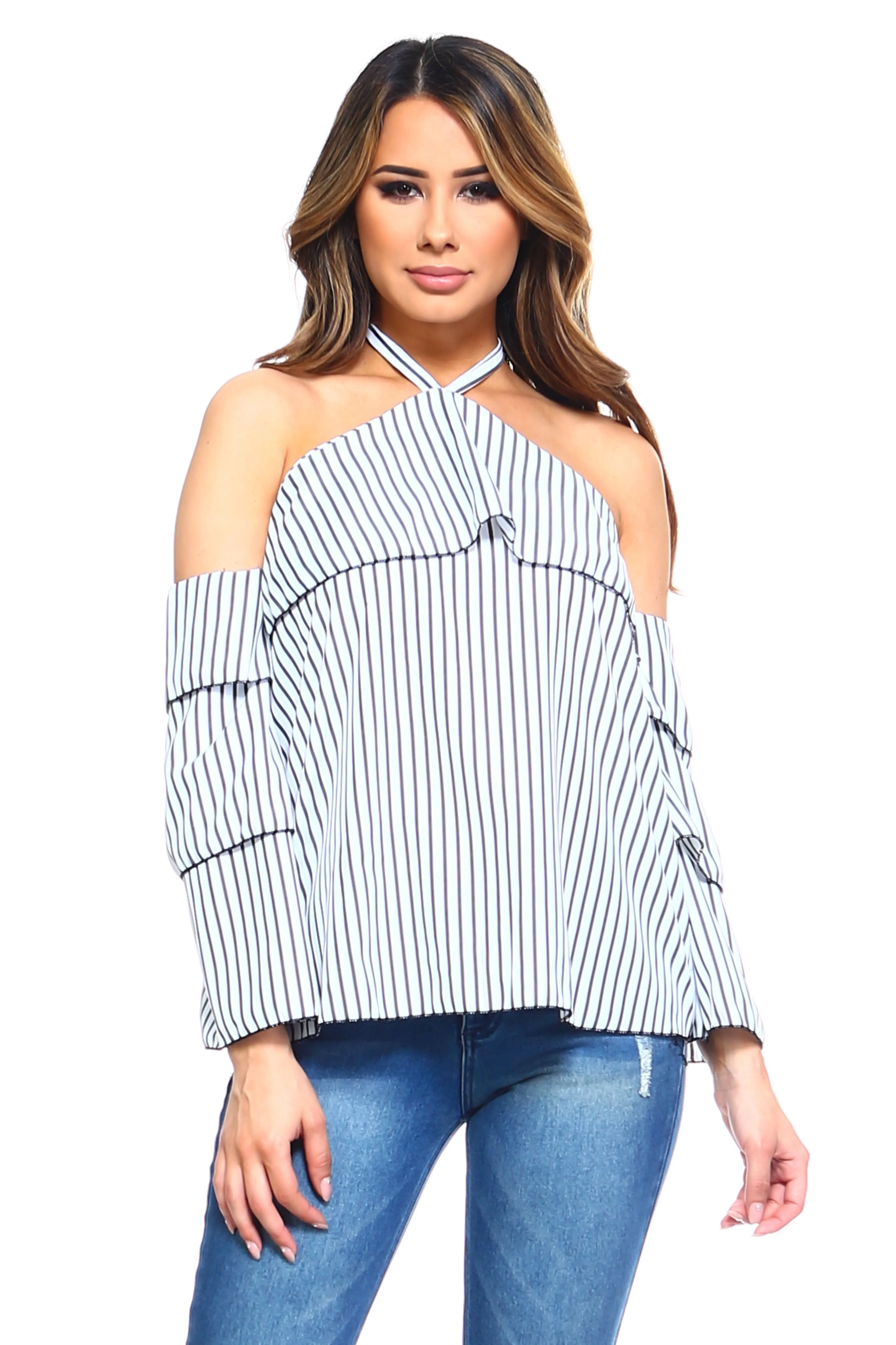 Women's Stripe Layer Halter Top