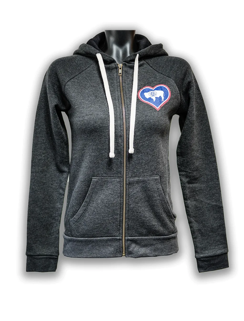 WYO FLAG HEART ZIP HOODIE