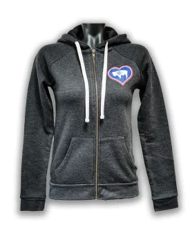 WYO FLAG HEART ZIP HOODIE