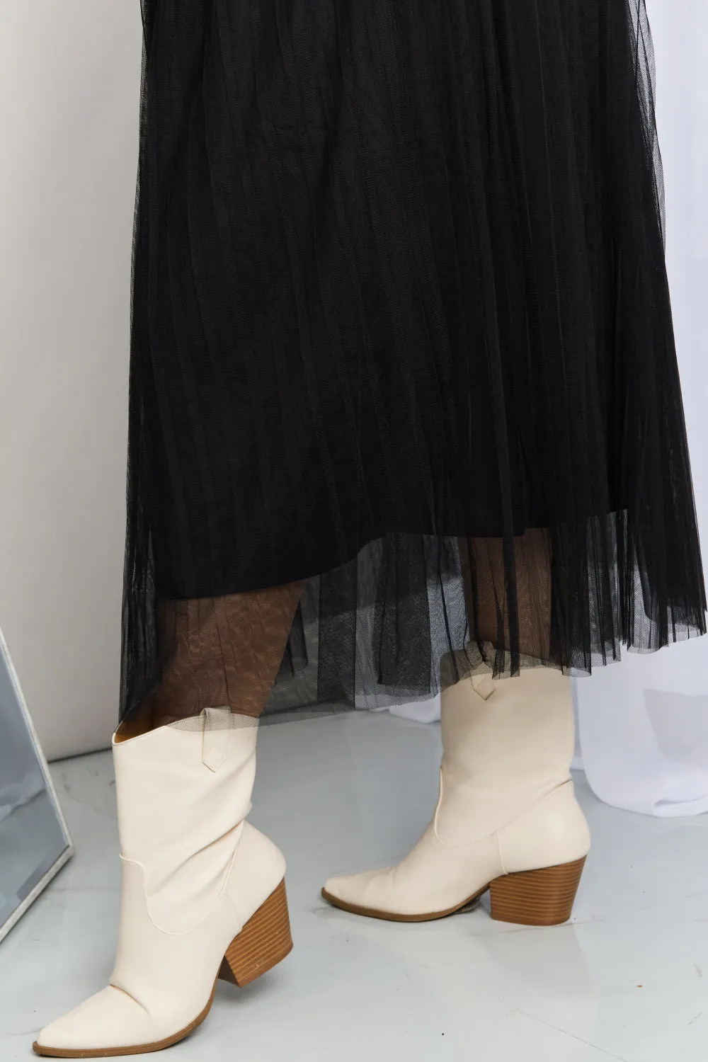 Zenana Full Size Pleated Lined Tulle Skirt